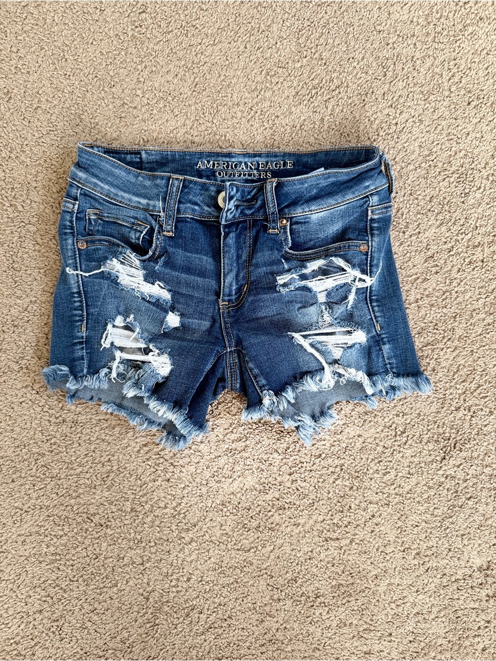 American Eagle Outfitters Blue Distressed Denim Cutoff Shorts